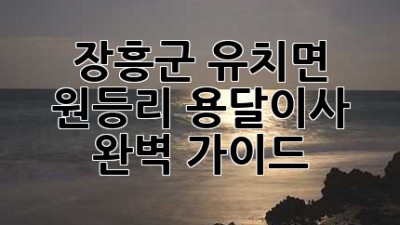장흥군 유치면 원등리 용달이사 완벽 가이드
